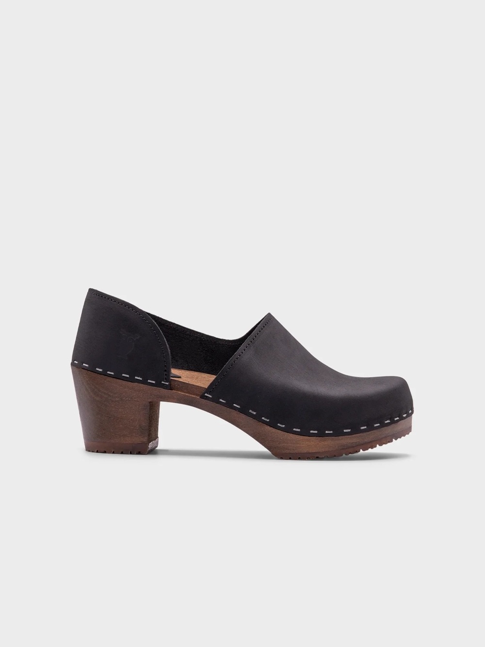 Women’s Black Leather Clogs